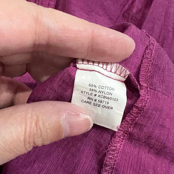 NY Collection Purple Orchid Short Sleeve Button Front Cotton Blend Dress - Picture 7 of 9